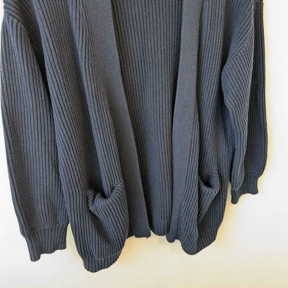 Quince Women's Navy Blue 100% Organic Cotton Oversized Ribbed Cardigan Medium - Picture 3 of 7